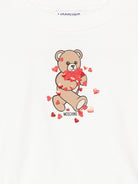 Felpa per bambina Moschino Kids bianca con dettaglio Teddy Bear HBF06GLDA63 10063 MOSCHINO KIDS 