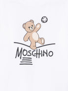 T-shirt per bambini Moschino Kids bianca con motivo Teddy Bear HZO00JLAA20 10101 MOSCHINO KIDS 