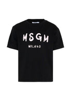 T-shirt per bambino MSGM Kids nera con stampa logo S6MSJUTH001 110 MSGM KIDS 