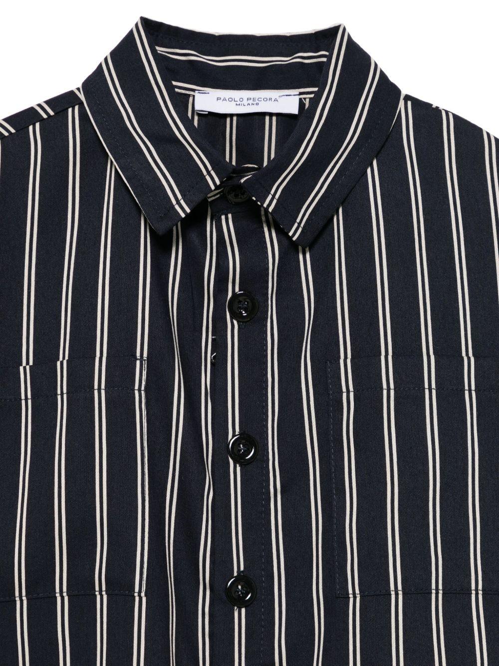 Camicia gessata per bambino Paolo Pecora Kids blu con colletto classico PP4028 BLU PAOLO PECORA KIDS 