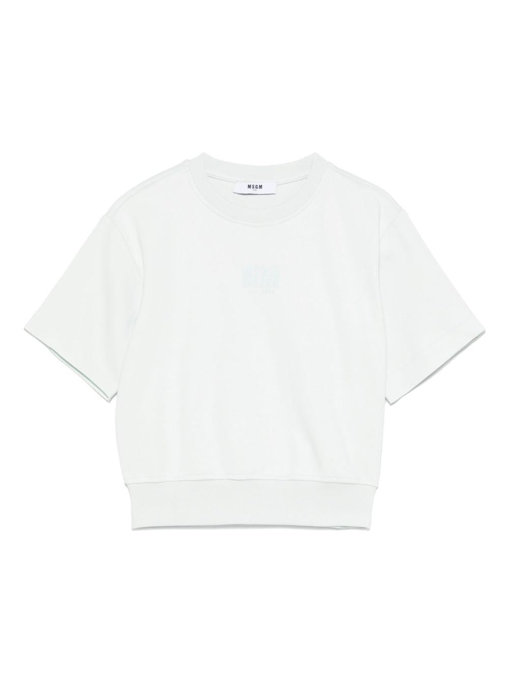 T-shirt con logo per bambino MSGM Kids celeste con orlo a coste S5MSJUSW167 MS013 MSGM KIDS 