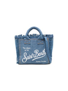 Borsa Vanity Mini MC2 Saint Barth denim con dettaglio frange VAMI001 00009L MC2 ST. BARTH KIDS 