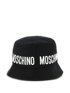 Cappello da bucket per bambini Moschino Kids nero con logo HUY003LOA00 60100 MOSCHINO KIDS 