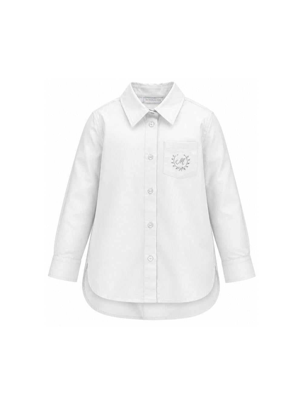 Camicia per bambina Monnalisa Kids bianca con dettagli con cristalli 18HISS 8153 0099 MONNALISA KIDS 