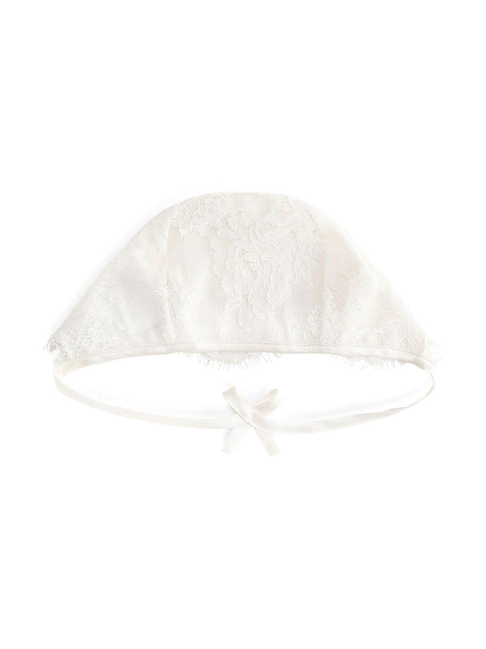 Cuffia per neonata Dolce & Gabbana Kids bianca con interti in pizzo L0EGC0 LA086 W0111 DOLCE & GABBANA KIDS 