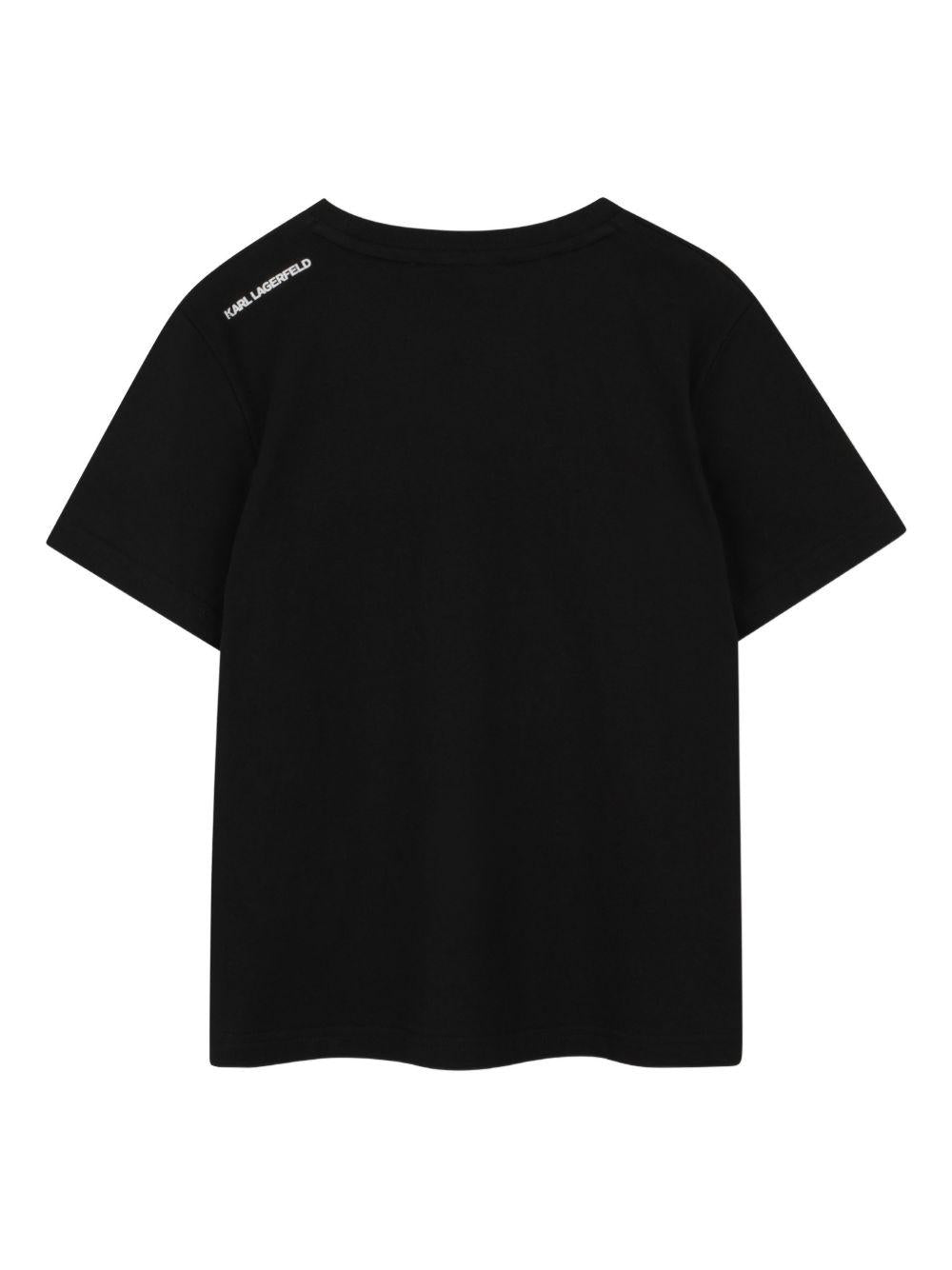 T-shirt per bambino Karl Lagerfield Kids nera con stampa logo Z31095 09B KARL LAGERFELD KIDS 
