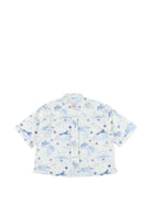 Camicia per bambino Bonpoint bianca con stampa grafica blu all-over S06BSHW00015 615 BONPOINT KIDS 