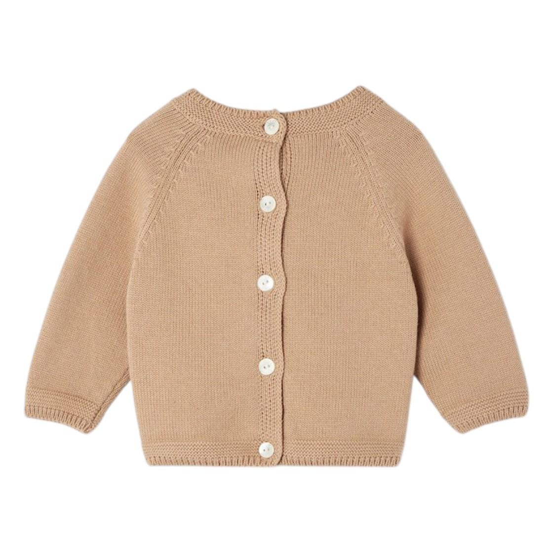 Maglione per neonati Fendi  Kids beige con ricamo orsetto sul davanti con logo FF BUG211 AVVZ F0QU5 FENDI KIDS 