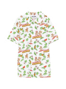 Camicia per bambino Moschino Kids bianco con motivo teddy bear HUC01XLLB65 83657 MOSCHINO KIDS 