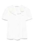 Camicia per bambina Monnalisa bianco con rifiniture ruches 17EPAT 5202 0001 MONNALISA 