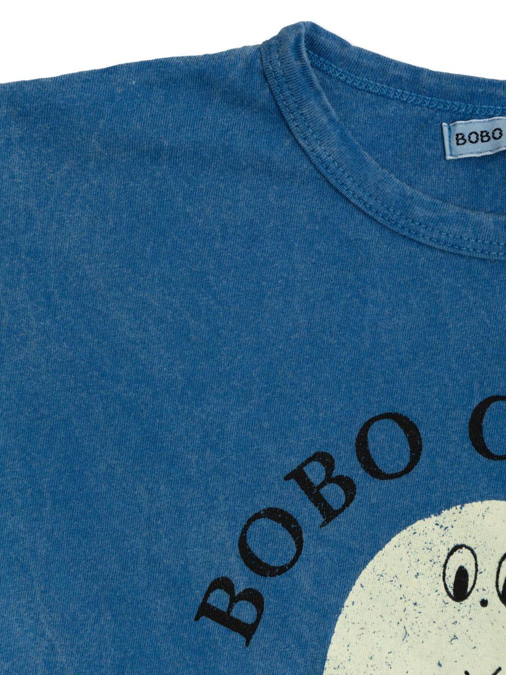 T-shirt per neonato Bobo Choses Morning Egg blu con stampa sul petto B125AB011 421 BOBO CHOSES KIDS 