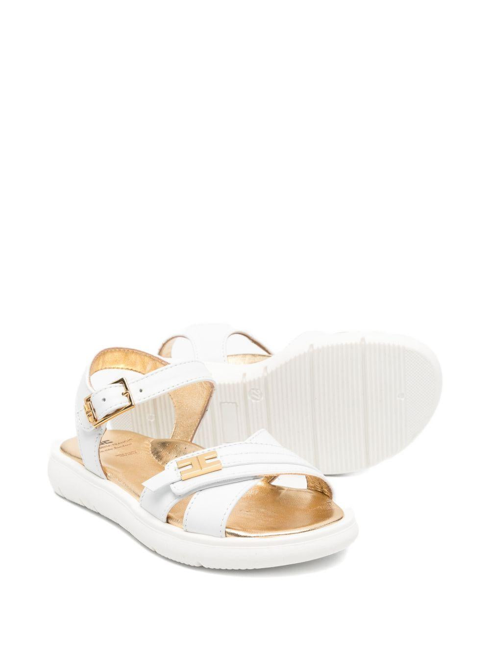 Sandali per bambina Elisabetta Franchi La Mia Bambina bianchi con placca logo dorata F1A2E0552009 2139 ElISABETTA FRANCHI KIDS 