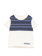 T-shirt per neonato Missoni Kids bianca con dettaglio a zigzag MZ8341 Z3672 102 MISSONI KIDS 