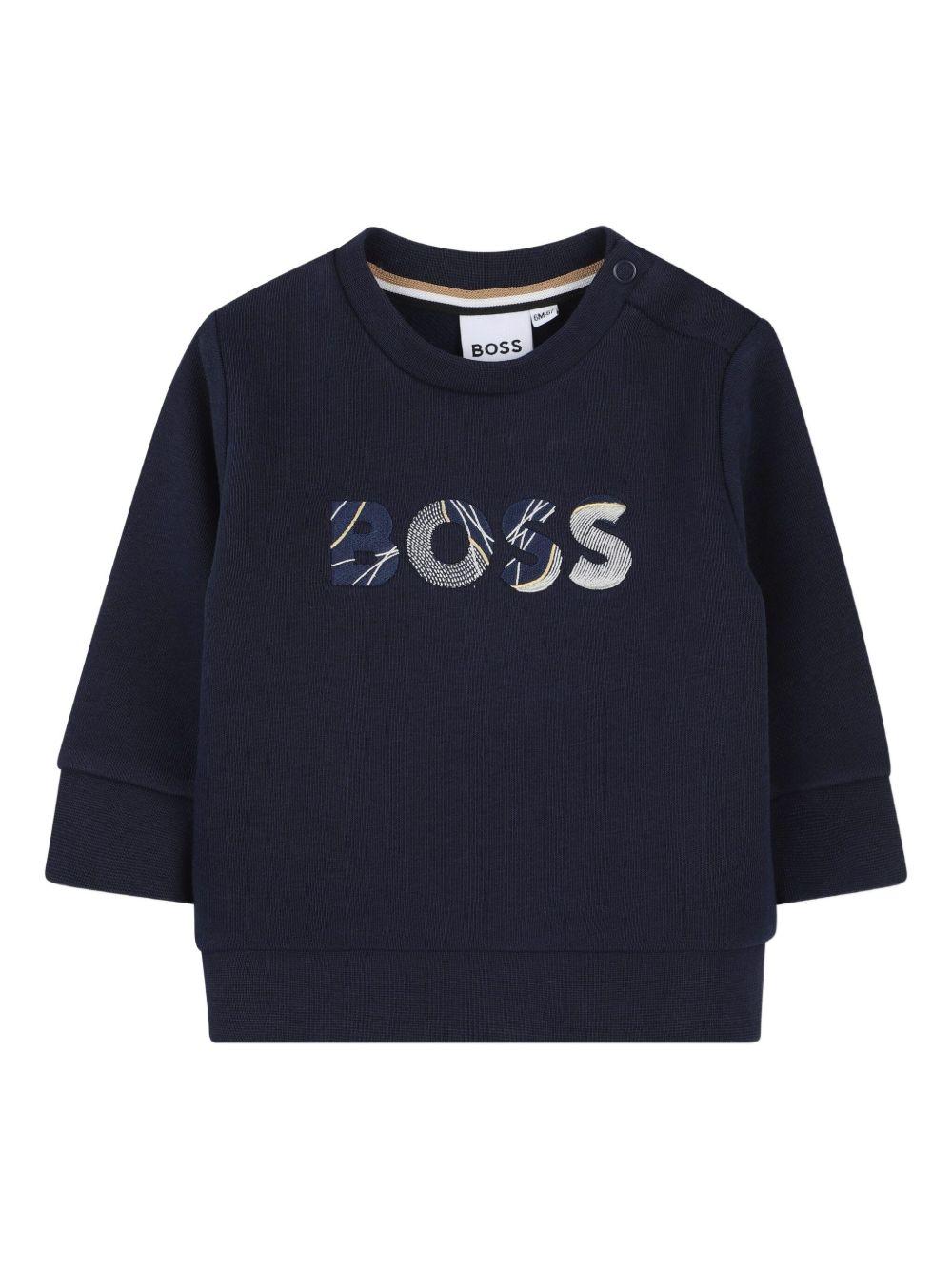 Felpa per neonato Boss Kidswear blu con applicazione logo J52457 849 BOSS KIDS 