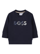 Felpa per neonato Boss Kidswear blu con applicazione logo J52457 849 BOSS KIDS 