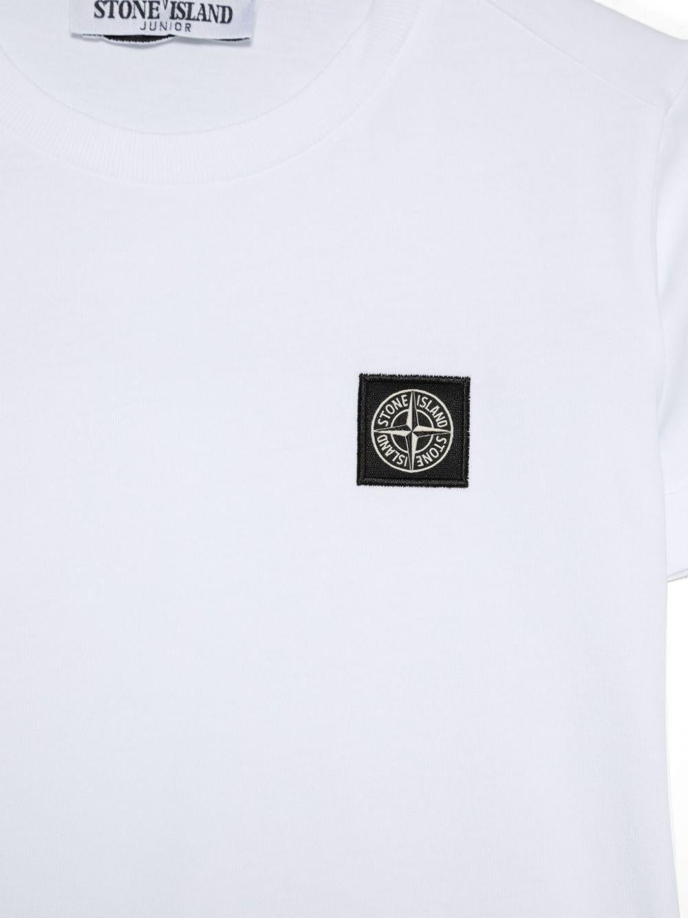T- shirt per bambino Stone Island Kids bianca a girocollo L2S162100003S0047 V0001 STONE ISLAND KIDS 