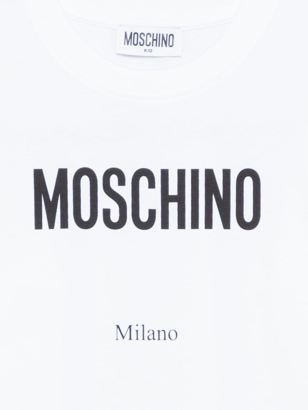 T-shirt per bambino Moschino Kids bianca con stampa logo H6M05GLAA23 10101 MOSCHINO KIDS 