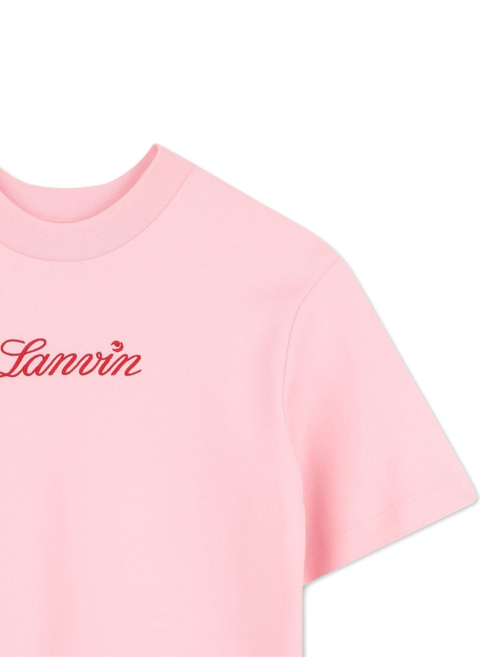 Abito per bambina Lanvin Enfant rosa con logo ricamato sul davanti N30342 44F LANVIN KIDS 