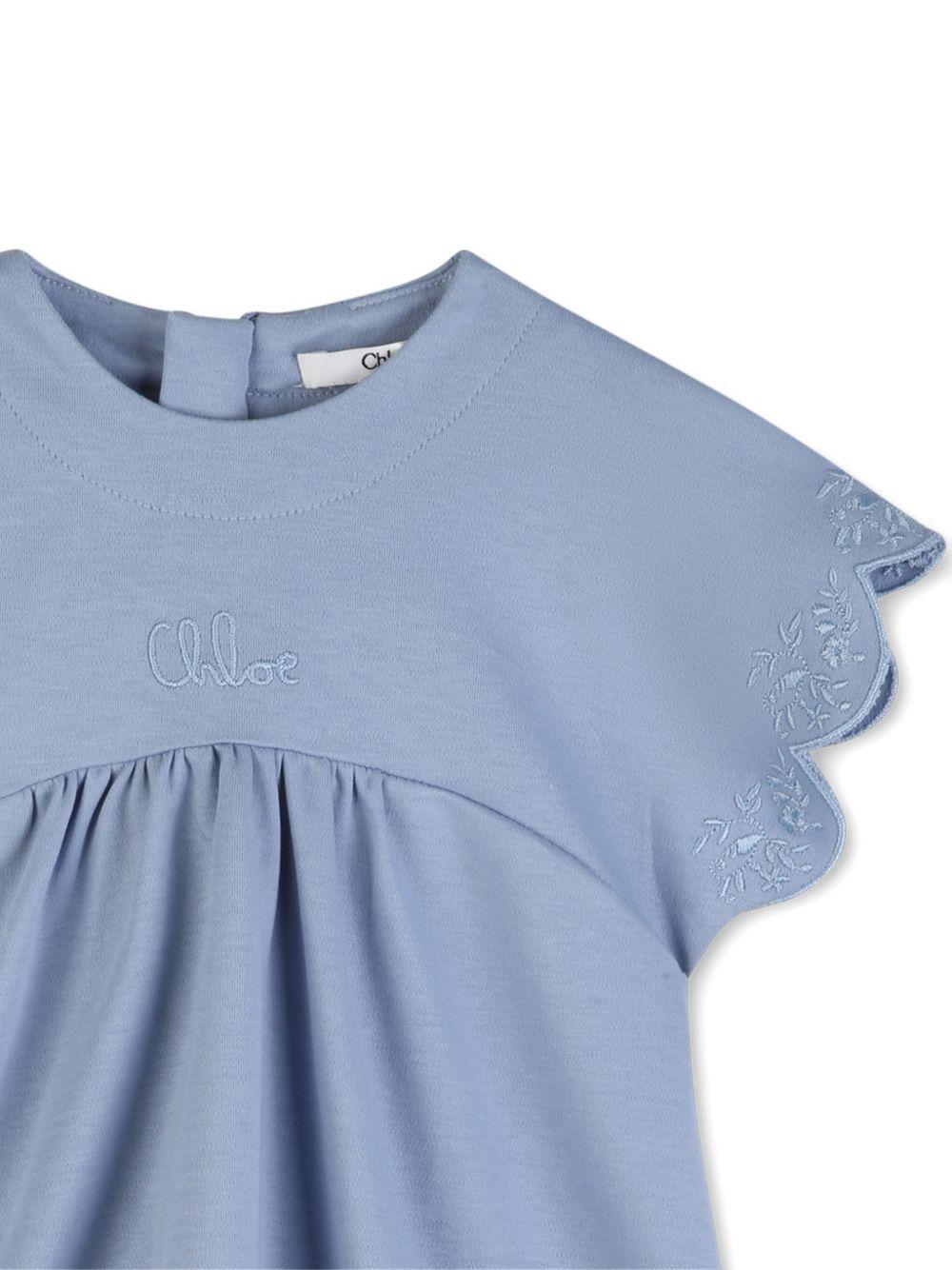 Abito per neonata Chloé Kids azzurro con orlo a smerlo C21232 821 CHLOE' KIDS 