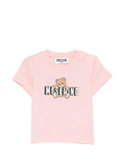 T-shirt per neonata Moschino Kids rosa con logo sul davanti MUM04PLAA03 50209 MOSCHINO KIDS 