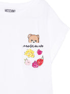 T-shirt per bambina Moschino Kids bianca con stampa Teddy Bear HDM06XLFA06 10101 MOSCHINO KIDS 