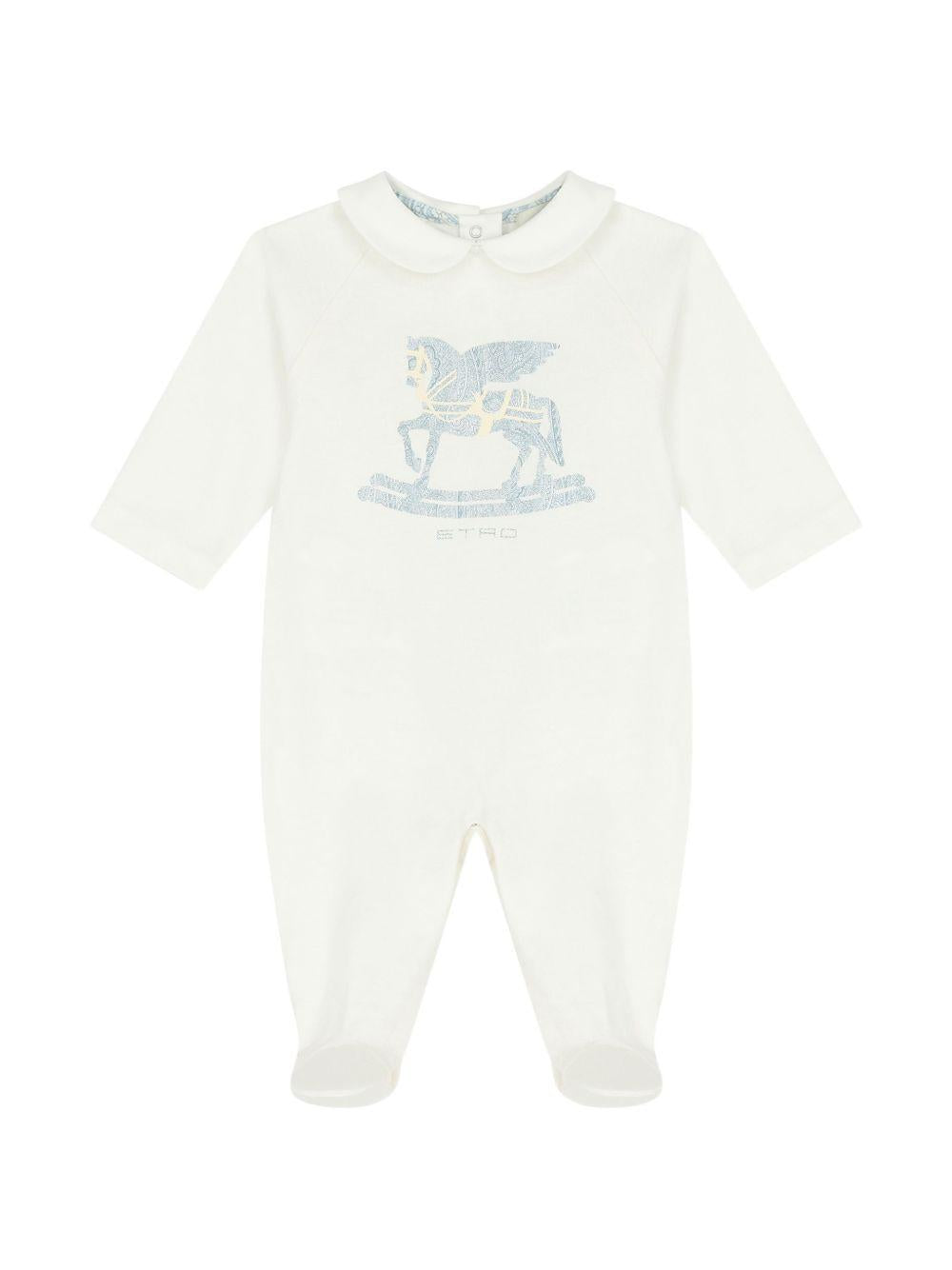 Set tutina cappellino e bavaglino per neonato Etro Kids multicolore con stampa Pegaso sul davanti GYB540 Z3672 102CE ETRO KIDS 