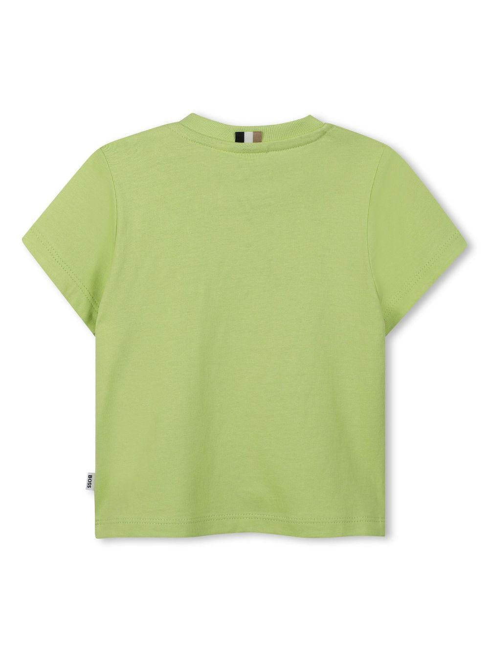 T-shirt con stampa per neonato BOSS Kidswear verde con scollo rotondo J52110 607 BOSS KIDS 
