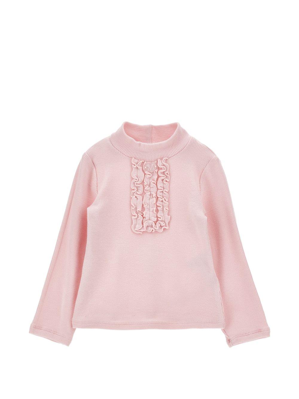 Maglione per bambina Monnalisa Kids rosa con pettorina con ruches 37H617 8212 094F MONNALISA KIDS 