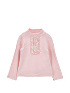 Maglione per bambina Monnalisa Kids rosa con pettorina con ruches 37H617 8212 094F MONNALISA KIDS 