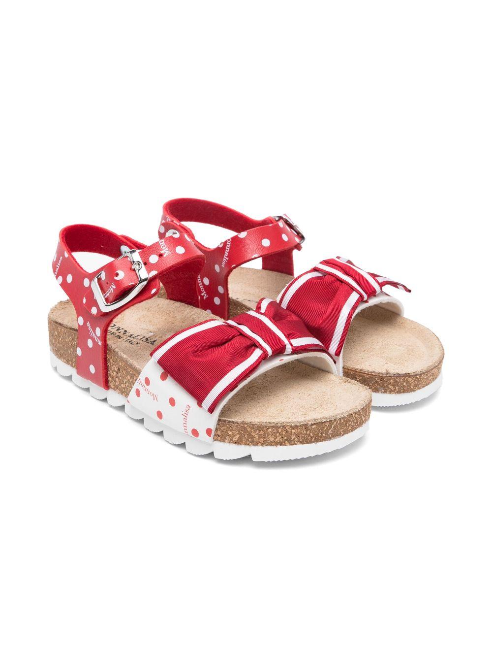 Sandali per bambina Monnalisa rosso a pois con dettaglio fiocco 83E018 5720 4499 MONNALISA 