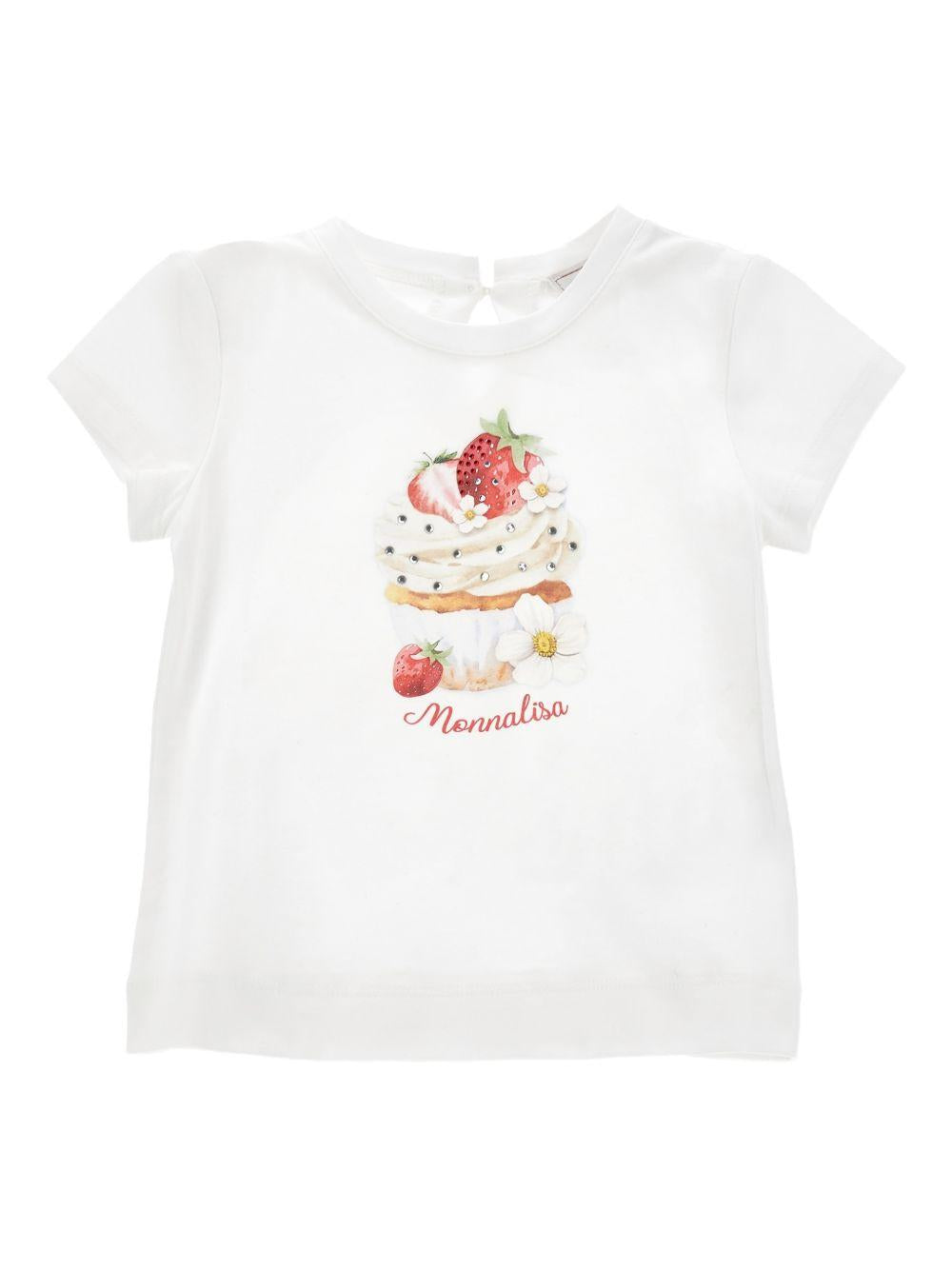 T-shirt per neonata Monnalisa bianca con stampa grafica sul davanti 39G612 7002 0099 MONNALISA KIDS 
