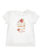 T-shirt per neonata Monnalisa bianca con stampa grafica sul davanti 39G612 7002 0099 MONNALISA KIDS 