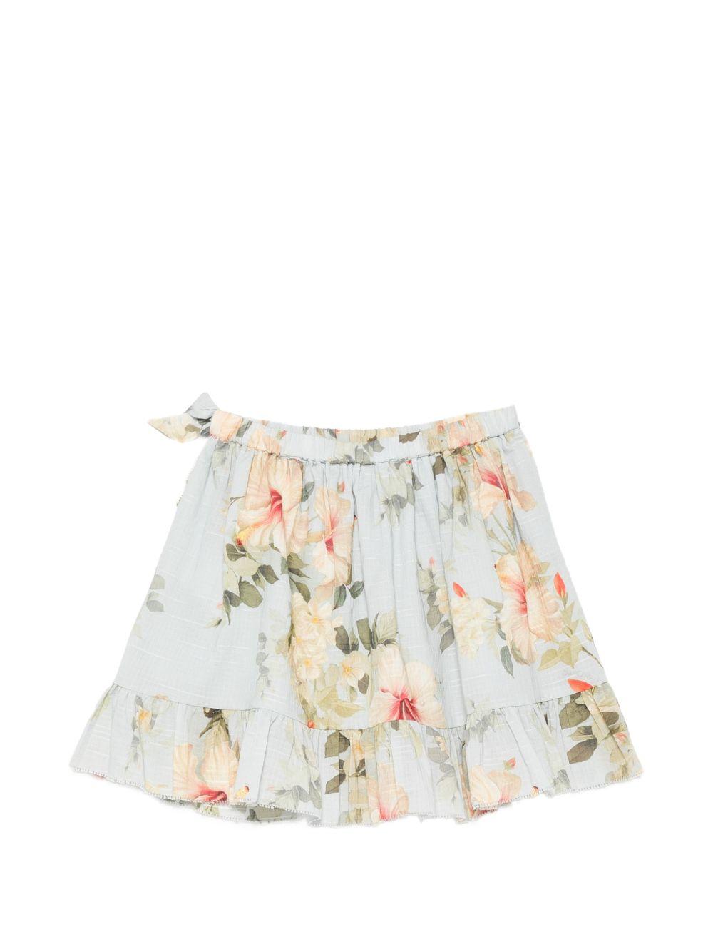 Gonna per bambina Zimmermann Kids azzurra con stampa floreale all-over 4022SS S263 ZIMMERMANN KIDS 