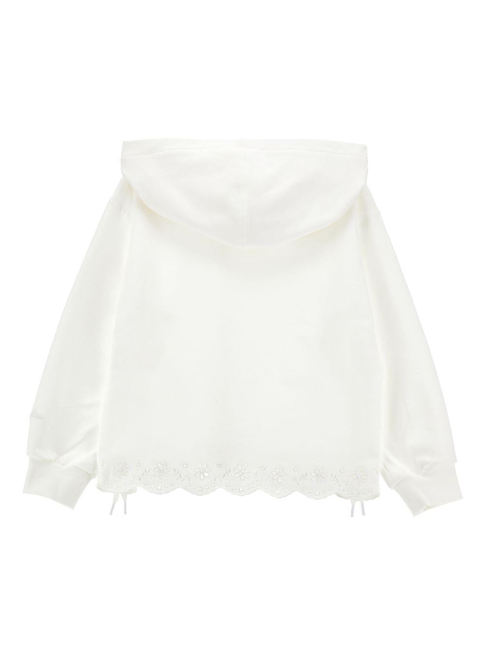 Felpa per bambina Monnalisa bianca con orlo a smerlo 17G600 7014 0001 MONNALISA KIDS 