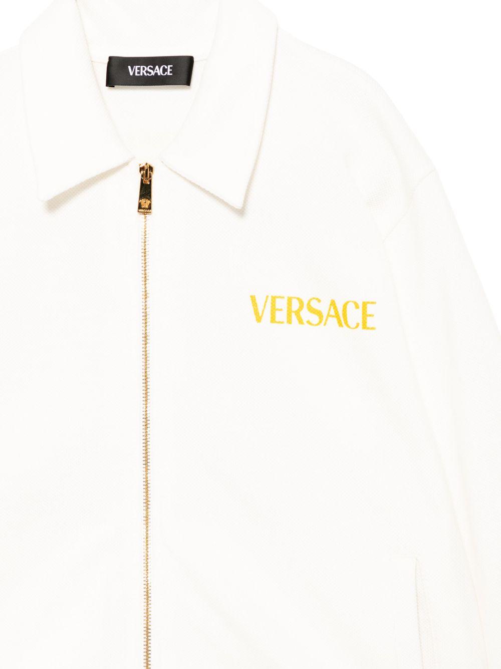 Felpa in cotone per bambino Versace Kids bianco con zip e logo 10182861A13186 2W110 VERSACE KIDS 