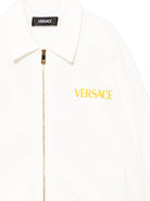 Felpa in cotone per bambino Versace Kids bianco con zip e logo 10182861A13186 2W110 VERSACE KIDS 