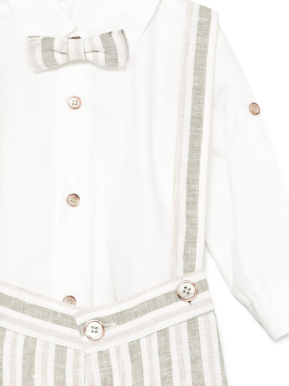 Set cardigan con salopette per neonato Colorichiari bianco a righe (3 pezzi) MN408410 4878 35 COLORICHIARI KIDS 