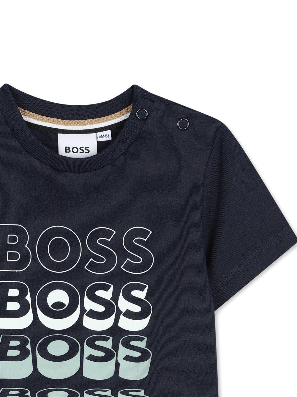 T-shirt per neonato Boss Kids blu navy a girocollo J52889 849 BOSS KIDS 