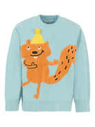 Maglione per bambino Stella McCartney Kids azzurro con motivo scoiattolo TX9P60 Z1876 670 STELLA McCARTNEY KIDS 