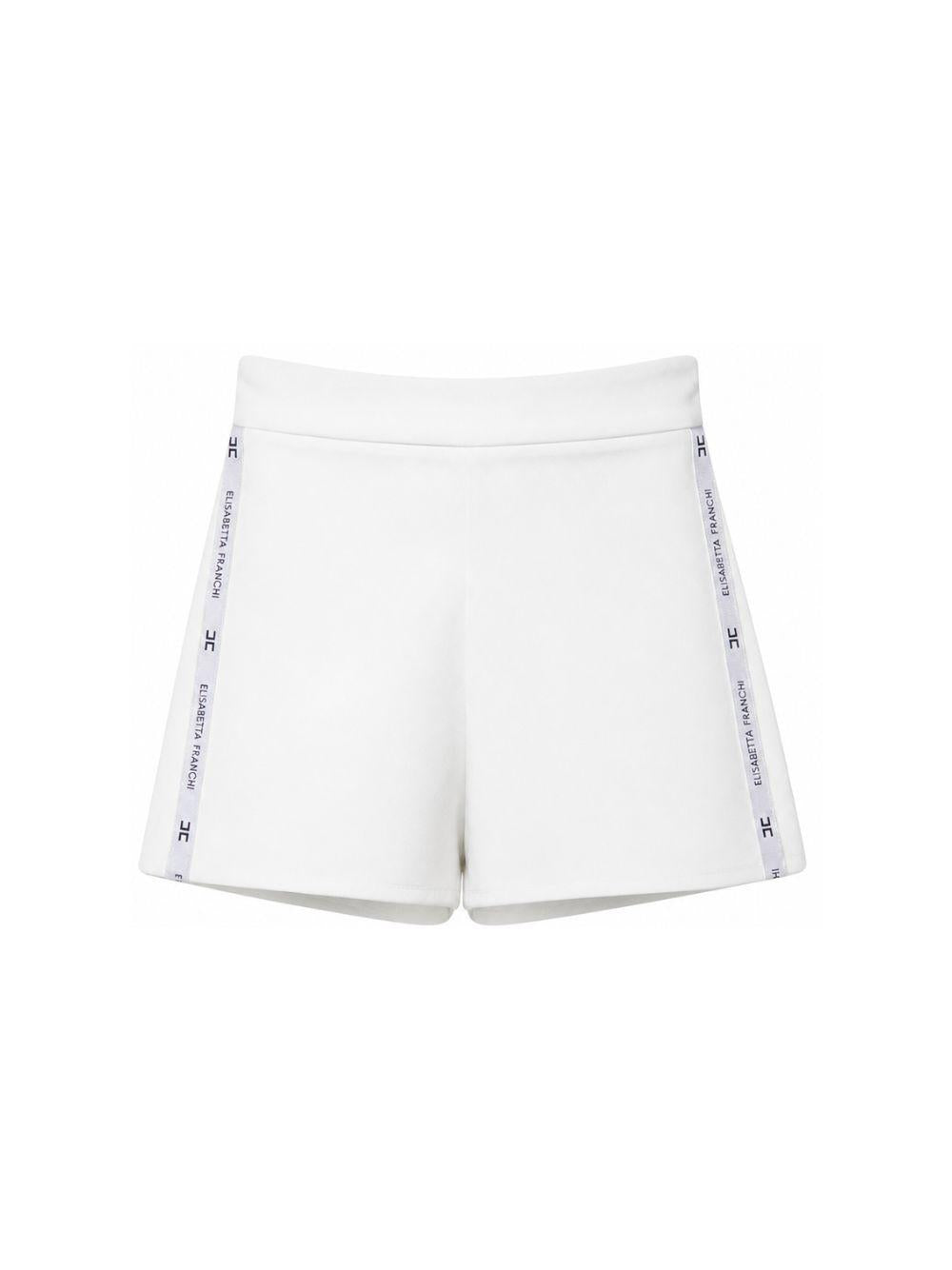 Shorts per bambina Elisabetta Franchi La Mia Bambina bianco con logo EFBE0800GA022 0195 ElISABETTA FRANCHI KIDS 
