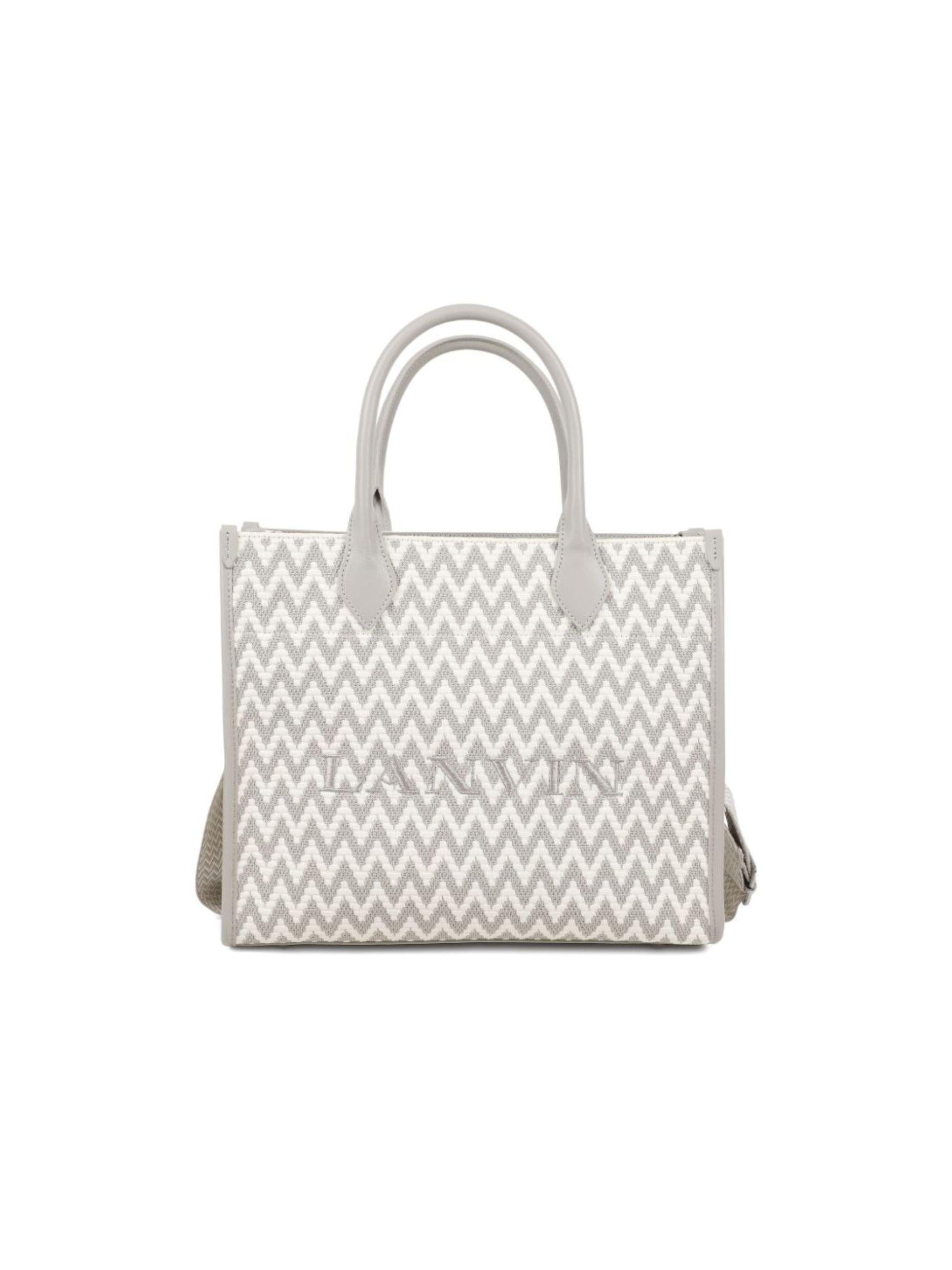 Borsa tote per bambina Lanvin Enfant grigia con motivo a zig-zag N30330 N52 LANVIN KIDS 