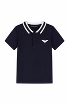 T-shirt per bambino Emporio Armani Kids blu con logo sul davanti EB000910 AF10127 UB118 EMPORIO ARMANI KIDS 