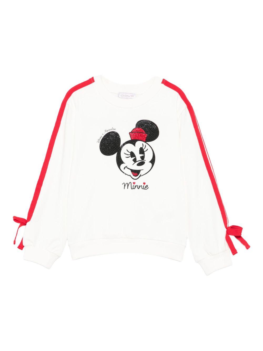Felpa per bambina Monnalisa bianca con Minnie Mouse 19F630NP 6004 0001 MONNALISA 