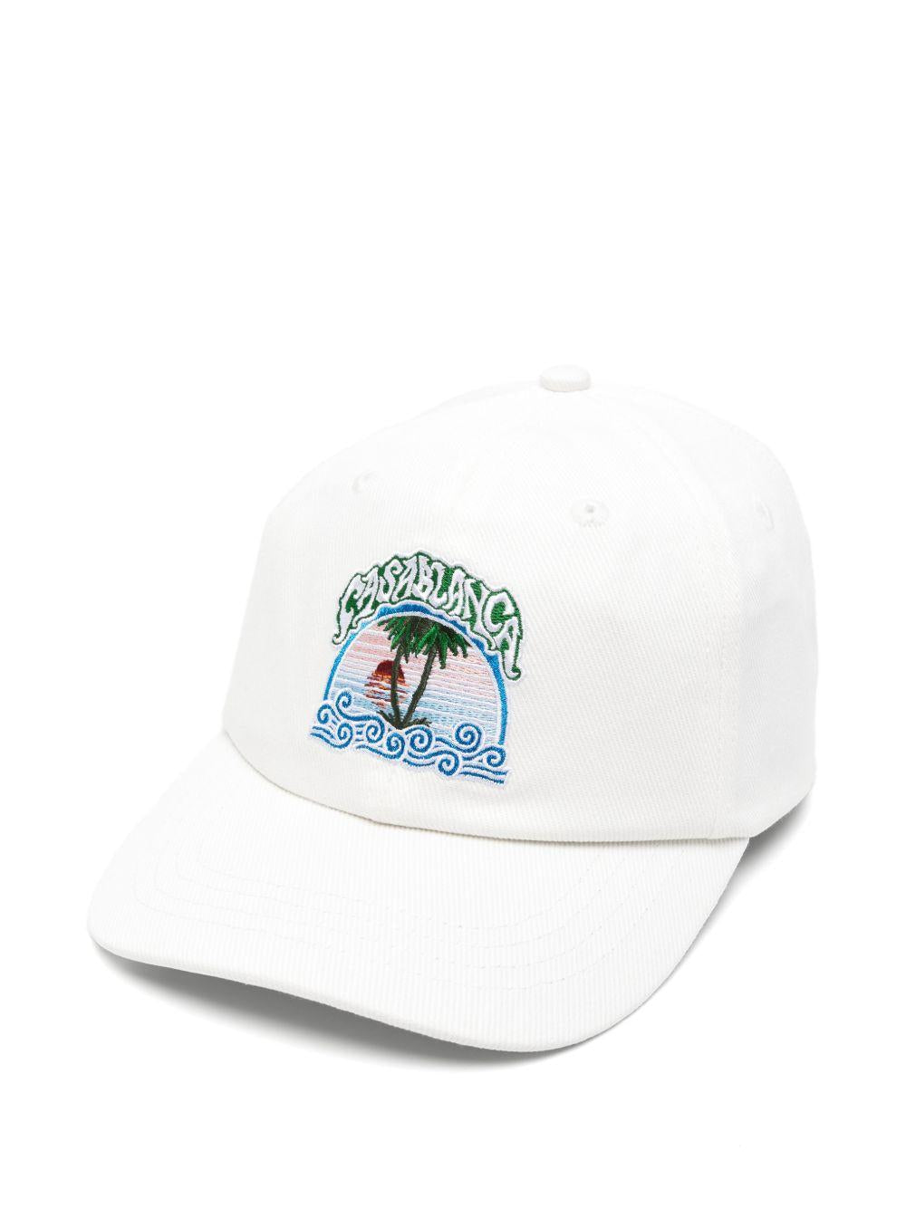 Cappello per bambino Casablanca Kids bianco con stampa grafica sul davanti KPF26HAT11601 PALM CASABLANCA KIDS 