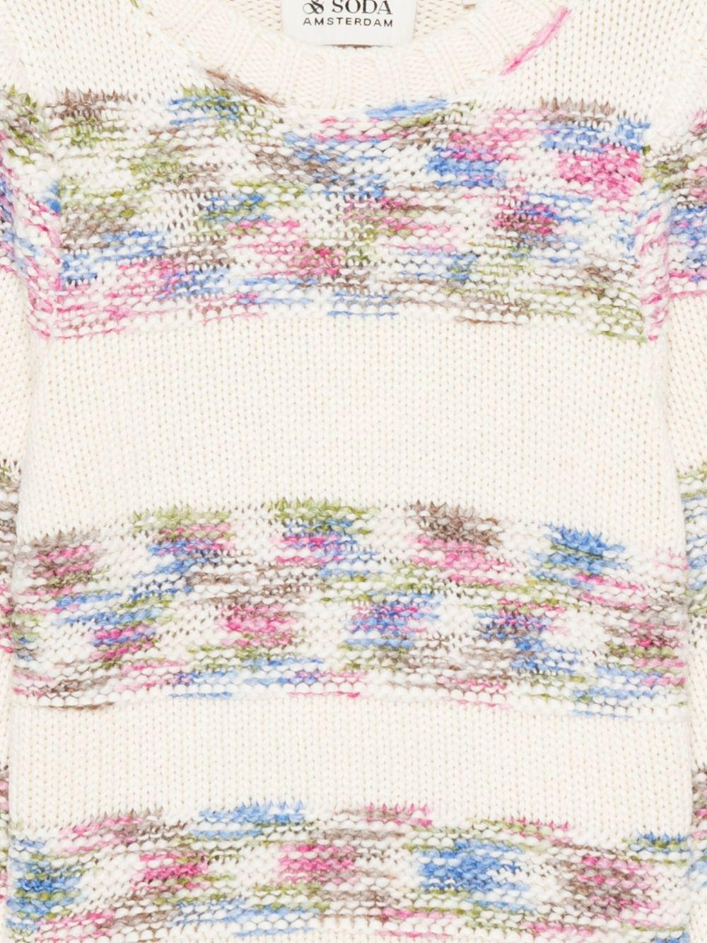 Maglione per bambina Scotch & Soda Kids bianco con dettagli a righe multicolore 180813 260 SCOTCH&SODA 