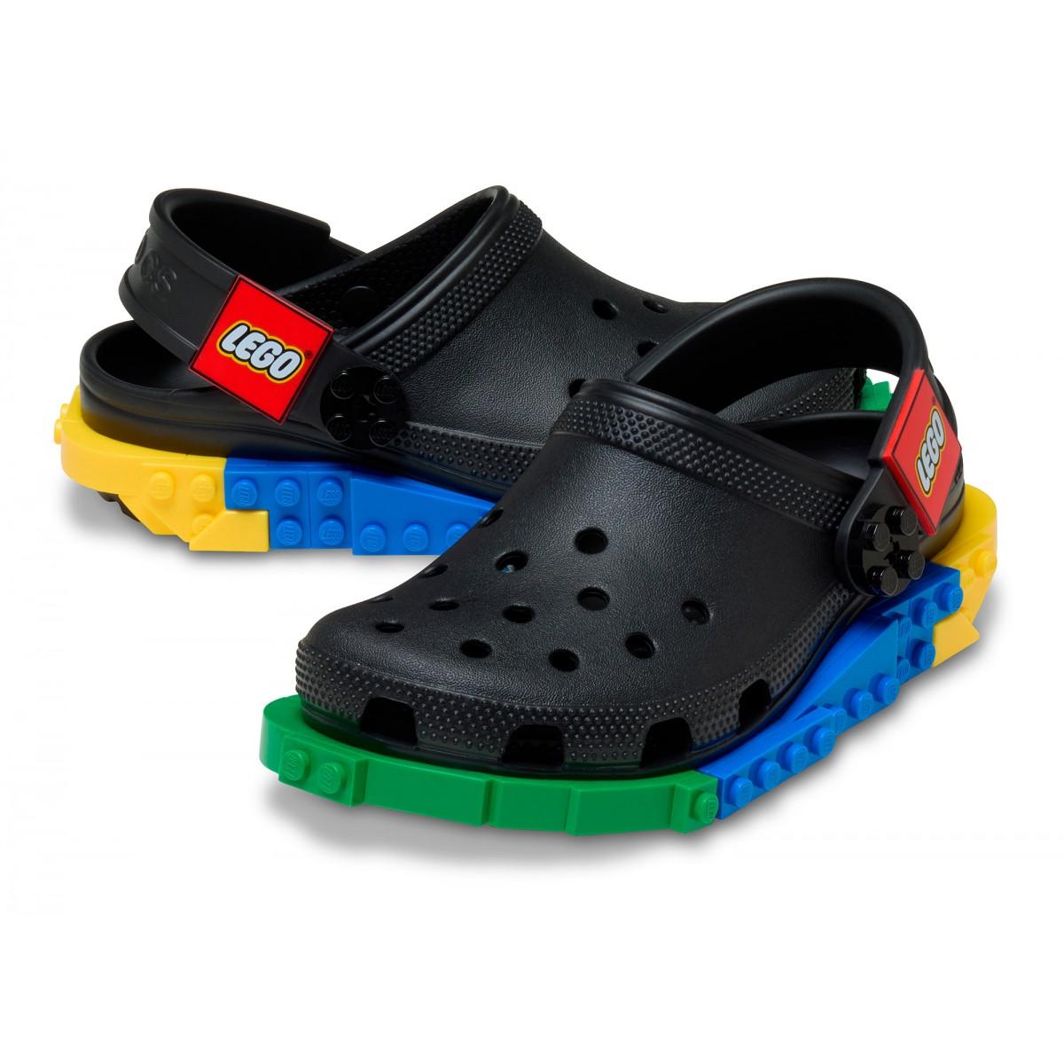 Ciabatte per bambini Crocs Kids x Lego nere con design mattoncini 211874 BLK CROCS KIDS 