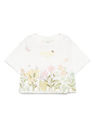 T-shirt per bambina Fendi Kids bianco con logo JFI374 7AJ F0TU9 FENDI KIDS 
