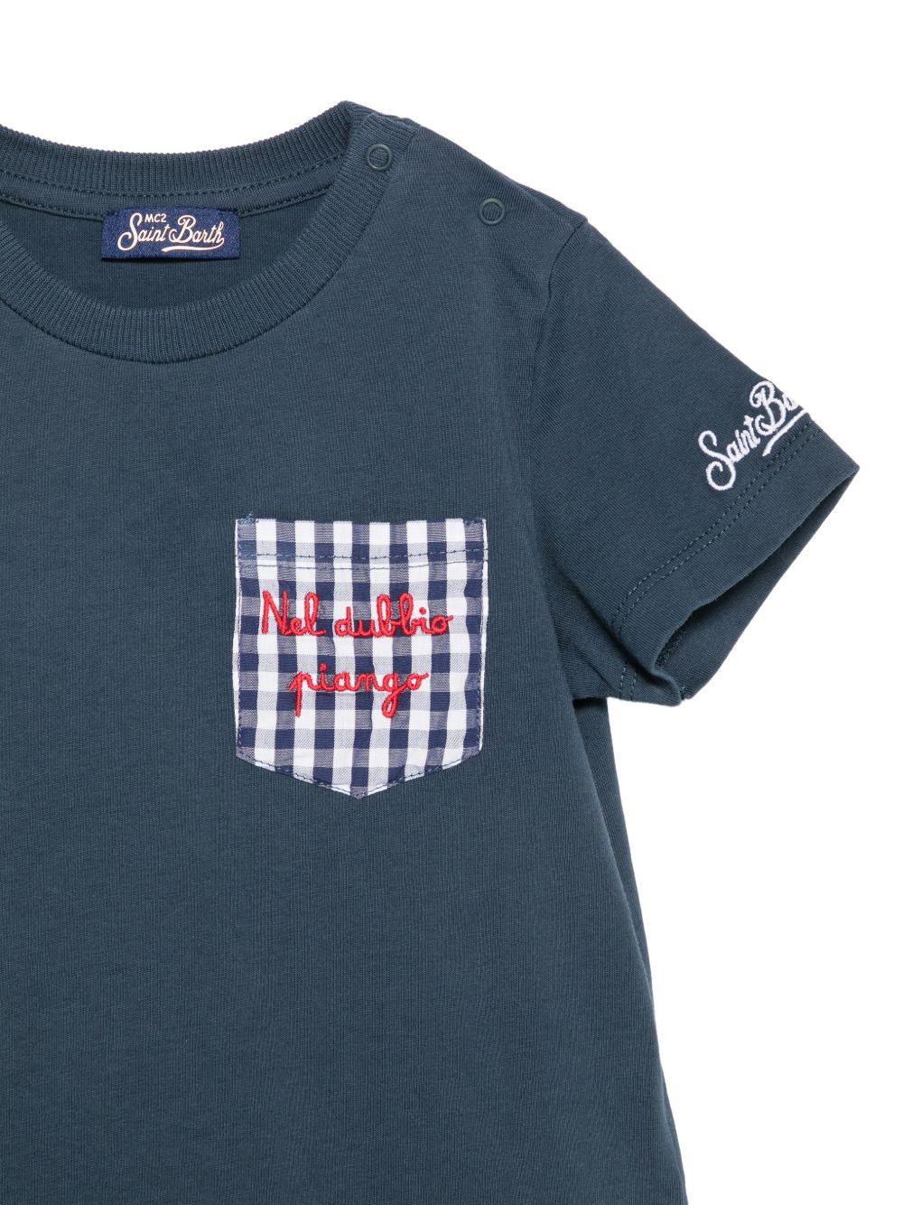 Set t-shirt e culotte per neonato MC2 Saint Barth Kids blu con dettaglio a quadretti SAMY001 03910L MC2 ST. BARTH KIDS 