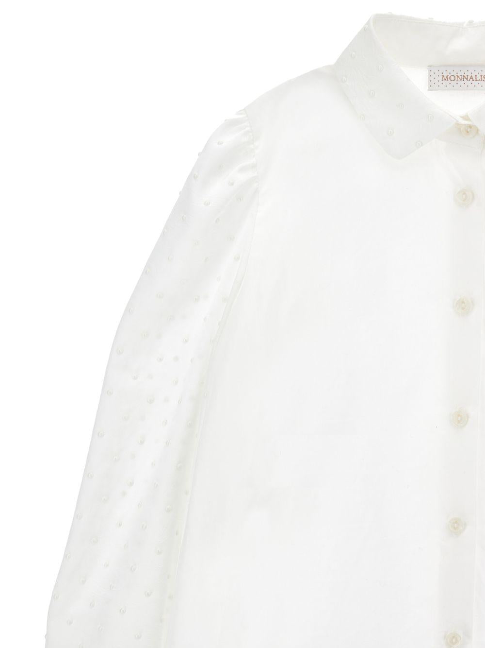 Camicia per bambina Monnalisa Kids bianca con colletto con decorazioni in rilievo 71H301 8190 0001 MONNALISA KIDS 