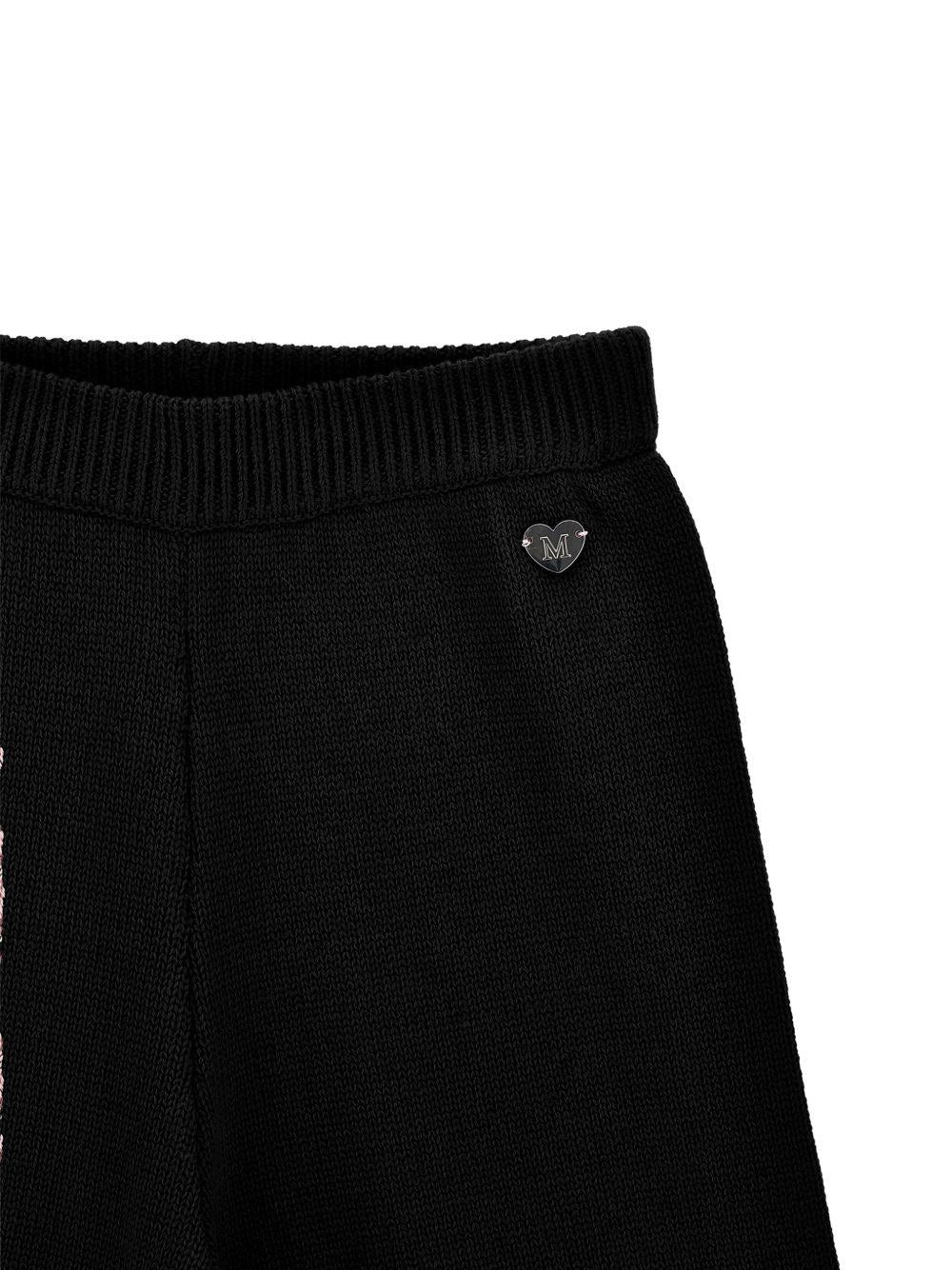 Pantaloni per bambina Monnalisa Kids neri con design lavorato a maglia 17H409 8060 0050 MONNALISA KIDS 